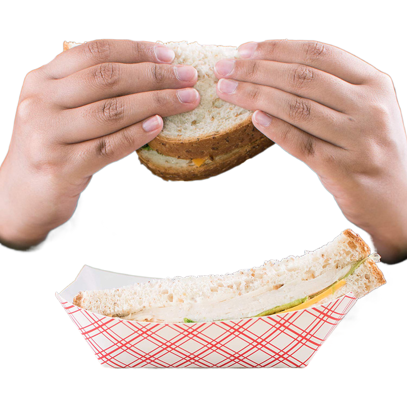 Disposable Rectangle Kraft Paper Bowl Plate Food Tray for Snack Barbecue Fried Chicken Picnic French Fries Hamburger Salad Sugar
