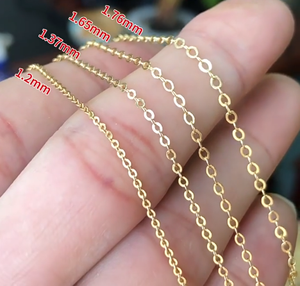 14Kゴールド充填<span class=keywords><strong>1.2MM</strong></span> 1.37MM 1.65MM 1.76MMフラットOチェーン基本デインティケーブルチェーンDIYパーマネントジュエリー製造アクセサリー - Product Image 1
