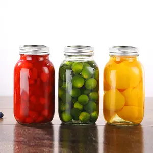 Food Container Wide Mouth16Oz 500ml Airtight Sealed Glass Mason Jars Jar With Metal Lid For Canning Food
