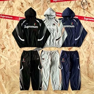 Felpa con Cappuccio di Alta Qualità, Tuta Sportiva a 2 Pezzi con Zip Integrale, Design Color Block Riflettente, Stile Calcistico con Polsini Elastici - Product Image 1