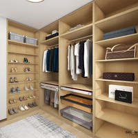 Armoire ouverte en bois sur mesure, directement de l'usine, avec dressing et îlot central, pour chambre à coucher
