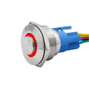 30MM Stainless Steel Button High Head Ring Illuminated IP65 1NO Home Appliance Control with LED <b>Light</b> - Product Image 1