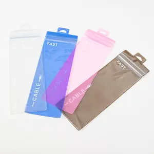 China factory direct supplier phone accessories hanging hole pvc zipper packaging zip lock packing ziplock plastic mini pvc bag