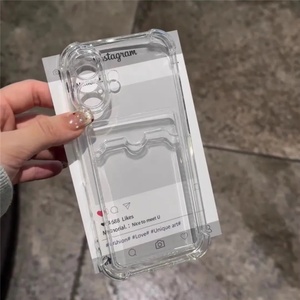 Funda de TPU para iPhone 16 15 14 13 Pro Max 11 12 X XR XS 8 Plus SE, Transparente, con Ranura para Tarjetas, Antigolpes, Tipo Cartera - Product Image 1