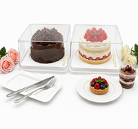 Boîte d'emballage alimentaire carrée en PET transparent de qualité alimentaire, épaisseur 2 mm, personnalisable avec impression, modèle DT-279, pour pâtisserie, mousse, gâteau, pain