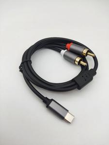 Haute qualité 1m noir or USB-C à 2 <span class=keywords><strong>RCA</strong></span> mâle-femelle PVC veste câble répartiteur Audio pour <span class=keywords><strong>iPhone</strong></span> - Product Image 3