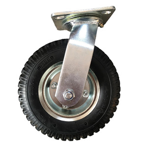 Heavy Duty Rubber Inflatable <b>Caster</b> <b>Wheels</b> 10 Inch Swivel Flat Plate Type For Cart Trolley Use - Product Image 2