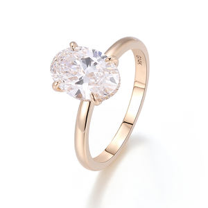 خاتم ألماس كلاسيكي بتصميم بيضاوي 2 قيراط، خاتم ذهب خالص عيار 14 قيراط، حجر رئيسي بقطع بيضاوي، ألماس مختبري معتمد من IGI، خاتم خطوبة - Product Image 1