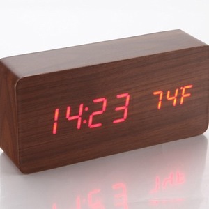 Wooden Digital LED <b>Alarm</b> <b>Clock</b> Rectangular LCD Desk <b>Clock</b> Temperature Display Snooze Timer for Bedroom Desk - Product Image 2