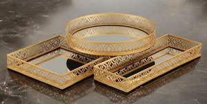 Plateau décoratif en métal élégant et durable Assiette de service de qualité alimentaire pour table basse Table à manger Décoration de bureau et d'hôtel - Product Image 3