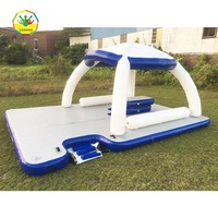 Plataforma Flotante Inflable con Toldo para el Sol, Bar Flotante para Yate, Playa, Océano, Fiestas y Entretenimiento
