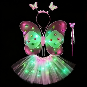 अनुसिन पंखों के नेतृत्व में चमकदार जादू की छड़ी और हेडबैंड पशु छोटे परी बेबी ड्रेसिंग तितली पोशाक तितली - Product Image 6