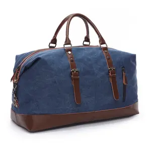 <span class=keywords><strong>Bolsa</strong></span> de equipaje de <span class=keywords><strong>viaje</strong></span> al por mayor de fábrica para hombres 16 OZ Lona Cuero Mango Weekender <span class=keywords><strong>Bolsa</strong></span> de lona Estilo vintage - Product Image 1