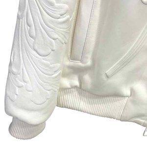 Giacca da Uomo Varsity <span class=keywords><strong>College</strong></span> Letterman di Lusso Personalizzata in Vera Pelle Impermeabile Nera con Stampa a Rilievo - Product Image 4