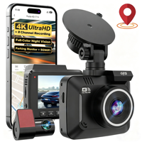 Nouvelle caméra embarquée 4K IPS avec écran 3 pouces, double objectif, enregistrement en boucle, 1080P, Wi-Fi intégré et GPS, universelle pour voitures