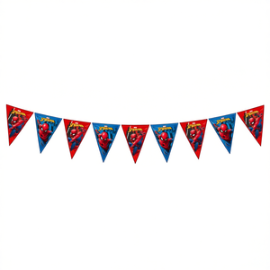 Guirlande de bannière Spiderman Party Love 2,3 m en plastique, décorations de fête triangulaires, fournitures d'anniversaire - Product Image 4