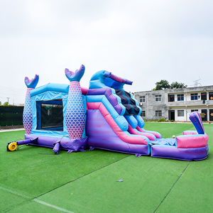 Castelli Gonfiabili da Esterno a Tema Sirena con Scivolo per Bambini - Product Image 1