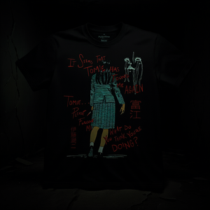 T-shirt horror Junji <span class=keywords><strong>Ito</strong></span> scritta a mano, nera, per adulti, vestibilità regolare, stampa frontale, stile casual, 100% cotone jersey - Product Image 2