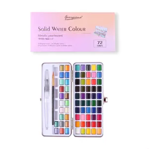 Fabriek Directe Verkoop 72-Kleur Effen Kunstenaar Aquarel Verf Set Aquarel Met Ijzeren Doos En 1Pc Water borstel Pen Voor Sup