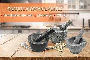 ครกและสากหินแกรนิตสีดำธรรมชาติ ยี่ห้อ Fengqi เป็นมิตรกับสิ่งแวดล้อม สำหรับบดสมุนไพรและเครื่องเทศ ใช้ในครัวและห้องรับประทานอาหาร - Product Image 5