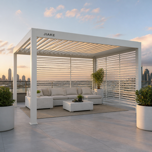 Pergola in Alluminio Bianco Jiake 6063-T5 con Schermi Laterali a Lamelle per Balcone, Terrazza, Patio, Gazebo, Padiglione Esterno - Product Image 1