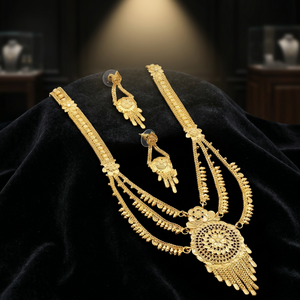 Wholesale 14K 18K 24K Micro Gold Plated Rani Haar Necklaces, Floral Design Wedding Jewelry Set, Fashion Brass Gold Jewelry Set. - Product Image 1