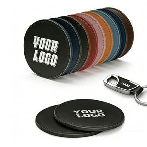 Wholesale Coaster for Promotion Business Restaurant Hotel Gifts Home Cup <b>Mats</b> Round Pu Leather Coasters With Custom Logo - Product Image 1