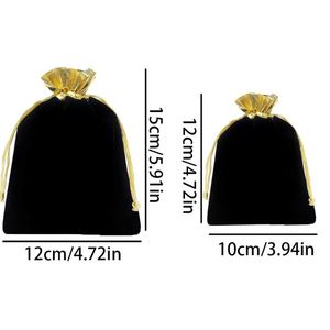 Pochette en velours à bordure dorée en gros, sac de shopping de luxe en velours, pochette en velours personnalisée avec cordon de serrage - Product Image 3