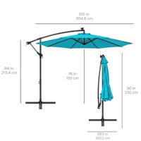 Vente en gros chaude 10 pieds panneau solaire banane parapluie parapluie de patio avec lumières LED