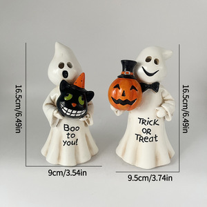 Décoration de jardin d'extérieur en résine en forme de fantôme d'Halloween, 16,5 cm, avec éclairage LED - Product Image 1