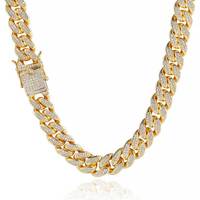 Vente chaude hommes Hip Hop laiton cubain lien chaîne collier plaqué or CZ Zircon pour la fête de mariage fiançailles haut choix cadeau
