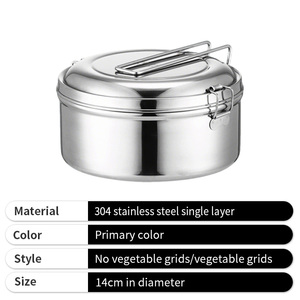 Contenitori per Alimenti in Acciaio Inossidabile 2026 con Coperchio, Scatole Bento per il Pranzo, Ciotole Piatte in Metallo per Campeggio, Gite, <span class=keywords><strong>Snack</strong></span> e Zuppe - Product Image 4
