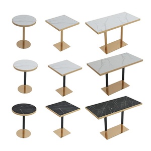 Bán buôn nhà hàng ăn Bàn Vuông Cafe Đá cẩm thạch đen bàn tròn và ghế - Product Image 5