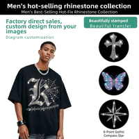 Patch logo thermocollant en strass à motif personnalisé, adhésif haute résistance, lavable, pour vêtements streetwear, accessoires vestimentaires, en gros
