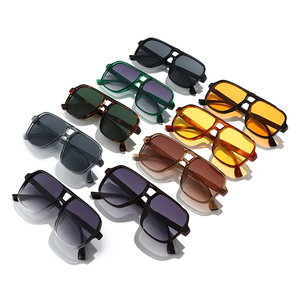 Custom Logo 2026 Trendy Men Women Jelloy Colors Big <b>Frame</b> <b>Square</b> Sun Glasses UV400 PC <b>Frame</b> Double Bridges Pilot <b>Sunglasses</b> - Product Image 4