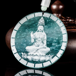 หยกเจไดต์ธรรมชาติ พระอวโลกิเตศวรา จี้หยกน้ำเงิน หยกเจไดต์ชนิดน้ำเงิน สไตล์จีน ของขวัญสำหรับทุกเพศ พร้อมใบรับรองการประเมินราคา C132 - Product Image 2