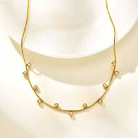 Collier minimaliste rond en chaîne serpent française YF8299 avec zircon blanc, bijoux anti-ternissement plaqué or 18 carats, acier inoxydable imperméable