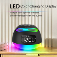 Horloge LED multifonctionnelle Haut-parleur à dents bleues Lumière ambiante RVB Réveil Hi-Fi Haut-parleur BT Réveil avec éclairage d'ambiance