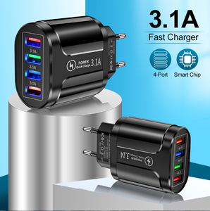 Chargeur rapide électrique <span class=keywords><strong>lumineux</strong></span> 4USB QC3.0 15W, nouvelle arrivée 2024, matériau ignifuge, chargeur de voyage pour téléphone portable, montre intelligente - Product Image 3