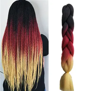 Aliexpress Hot Sale 24" Jumbo Braiding Hair Extensions Ombre Synthetic Crochet Hair Bulk