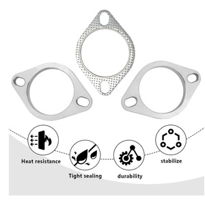 Kit de réparation de bride d'échappement en acier inoxydable de <span class=keywords><strong>2</strong></span>,25 po, bride de tuyau d'échappement antirouille à <span class=keywords><strong>2</strong></span> boulons avec boulons et joint, système d'échappement durable - Product Image 3