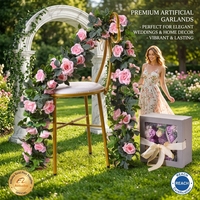 Guirlande de roses artificielles multicolores au toucher réel pour plafond, mariage, fête, décoration de la Saint-Valentin, fleurs en soie réalistes