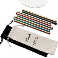 Paille à mélanger réutilisable et écologique en métal de 12 mm, paille à boire en acier inoxydable 304 pour accessoires de bar à thé aux perles Boba