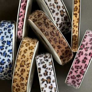 Hot Sale Wild 1/1.5cm Leopard Print Fuzzy <b>Ribbon</b> for Hair Clips & Barrette Making 10 Yards/Roll - Product Image 1