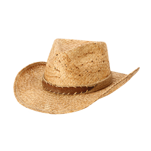 Linglong – chapeau de paille en raphia pour hommes et femmes, vente en gros, motif au Crochet, léger, Cowboy, été - Product Image 1