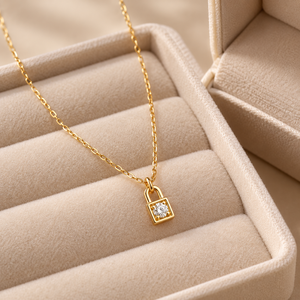 Lock and Key Pendant Necklace for Women Mini Design Daily Wear Collarbone Necklace - Product Image 3