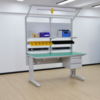 Banc de test électronique Detall avec alimentation intégrée, rail de montage, étagère pour multimètre, tapis antistatique, ISO 9001