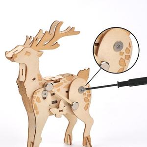 Puzzle 3D en bois DIY pour enfants, modèle animal 6 styles de puzzle artisanal en bois, ensemble de construction, <span class=keywords><strong>jouet</strong></span> éducatif - Product Image 4