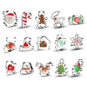 All'ingrosso Natale in acciaio inox biscotto taglierina Santa Crutch pan di zenzero uomo campana fiocco di neve cartone animato biscotto Cutter stampo - Product Image 1