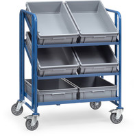 Chariot de picking incliné réglable pour entrepôt, idéal pour le transport de bacs de stockage et de pièces